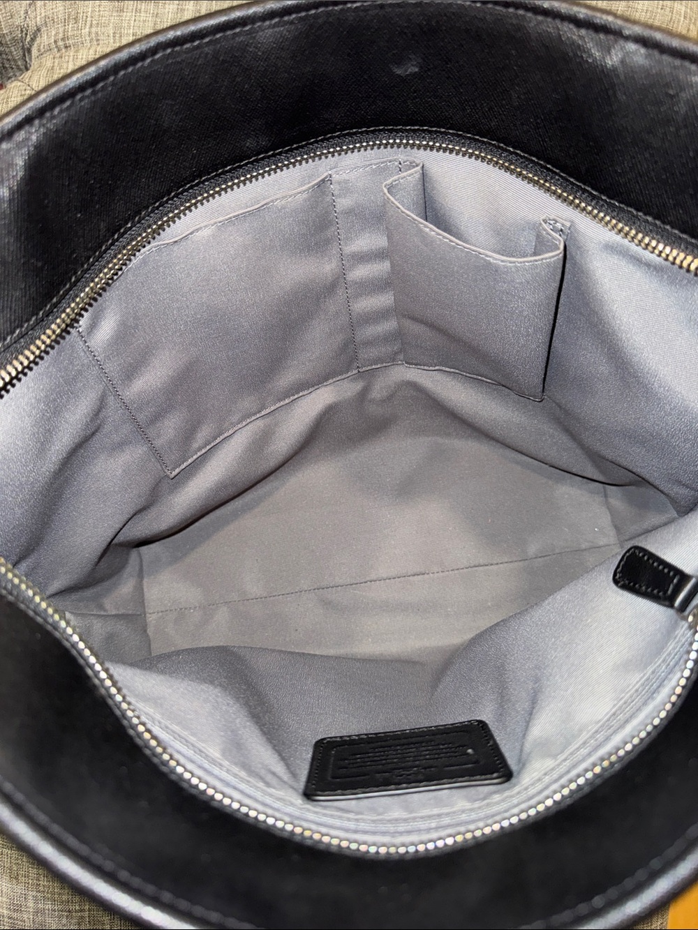 Coach Bag Large Peyton Leather Zip Top Tote Black Leather Tote - Picture 14 of 17